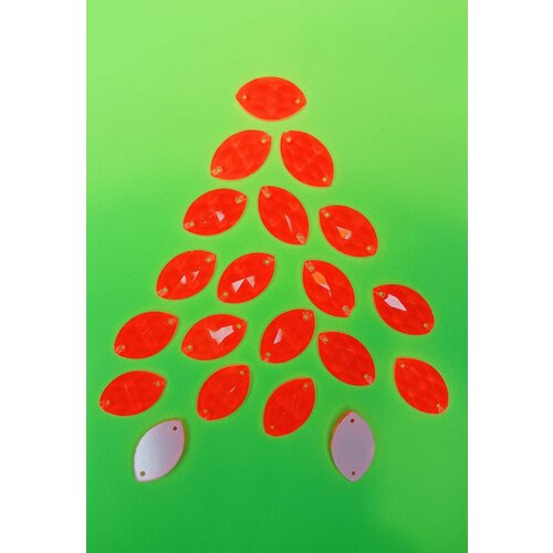 Стразы Неон красные пришивные овал 22*13 мм 20 шт