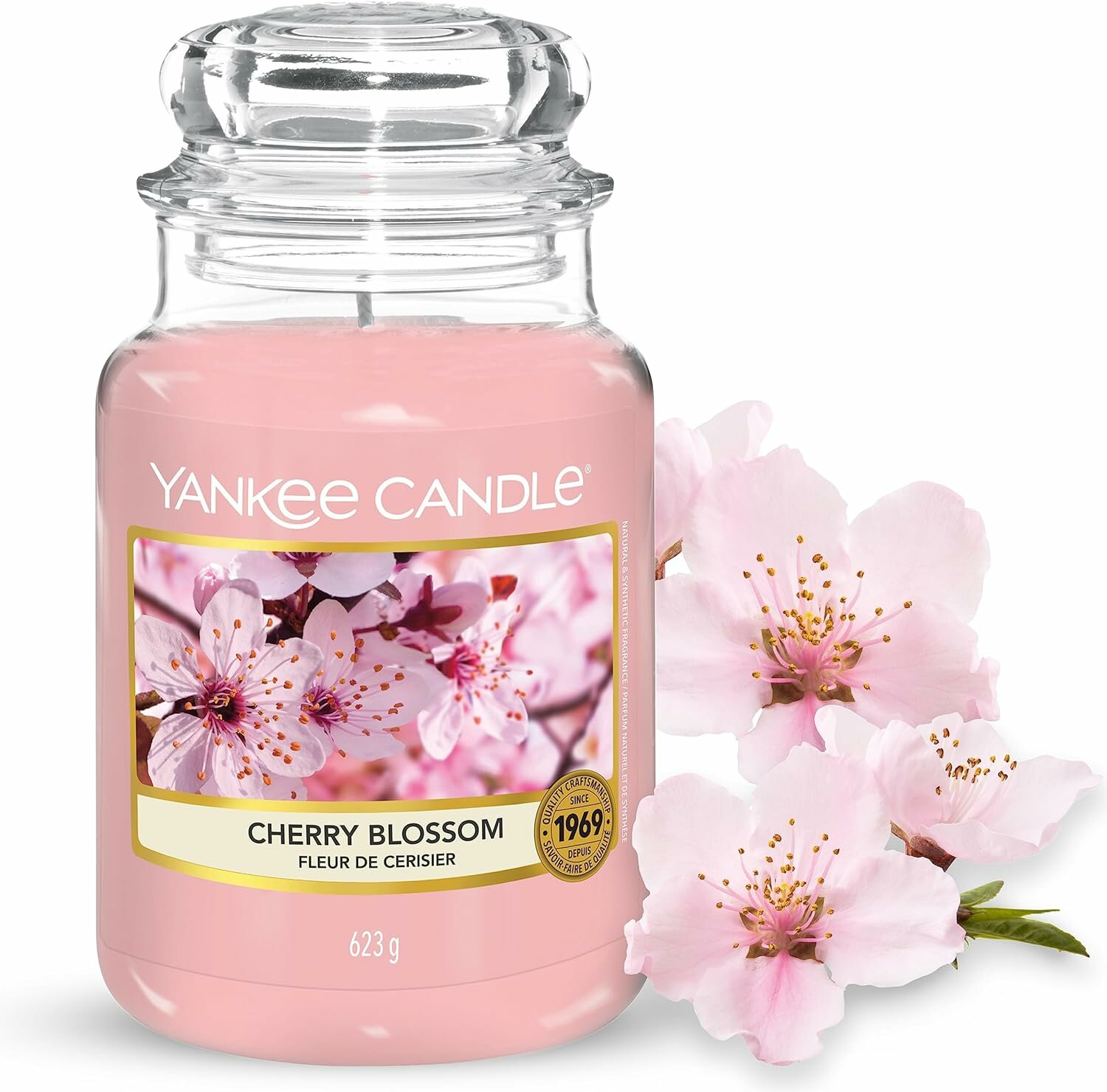 Yankee Candle / Свеча большая в стеклянной банке Цветущая вишня Cherry Blossom 623 гр / 110-150 часов