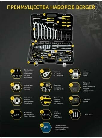 Профессиональный набор инструментов Berger BG - фото №19