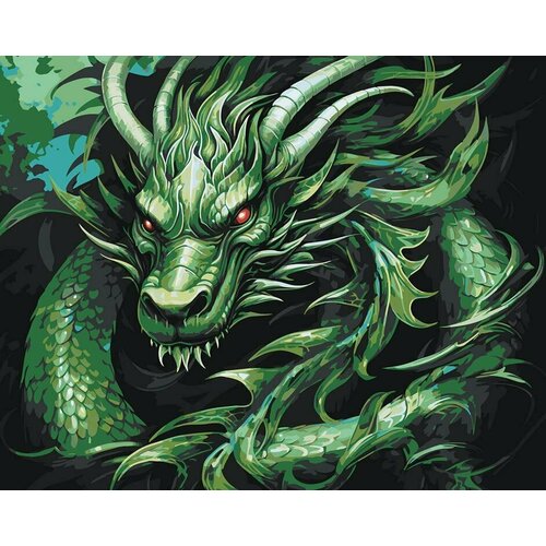 Картина по номерам Зеленый деревянный дракон 7 40x50