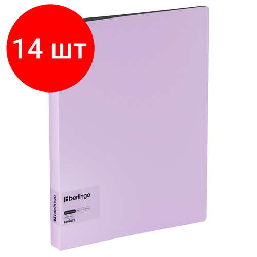 Комплект 14 шт, Папка с 60 вкладышами Berlingo Instinct, 30мм, 700мкм, с внутр. карманом, лаванда