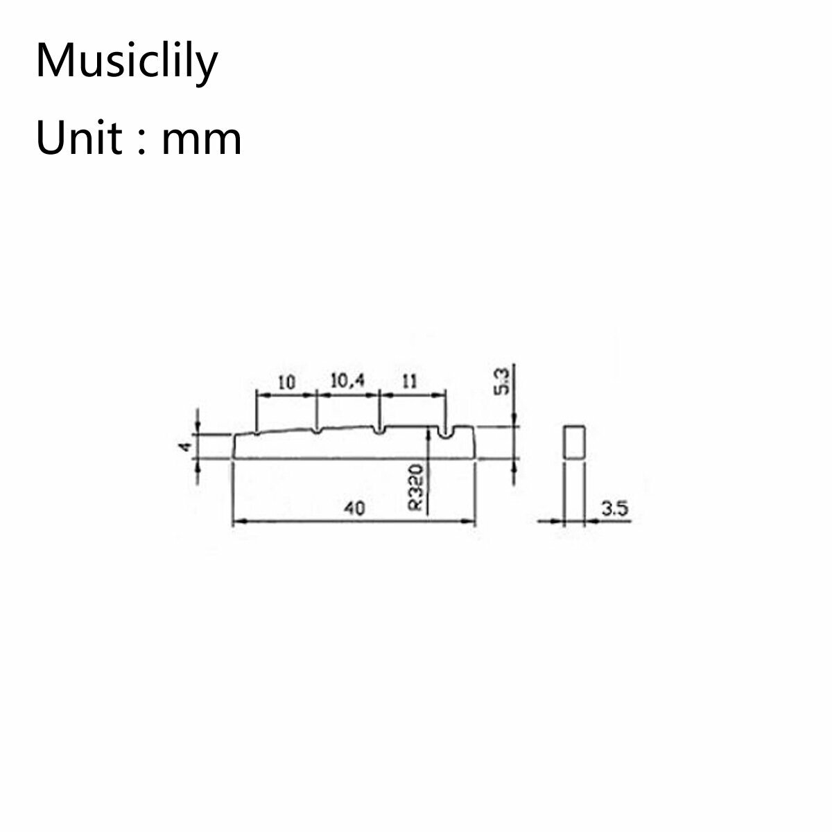 PARTS PRO MX1990IV верхний порожек для 4-струнной бас-гитары пластик слоновая кость (40х35х53)