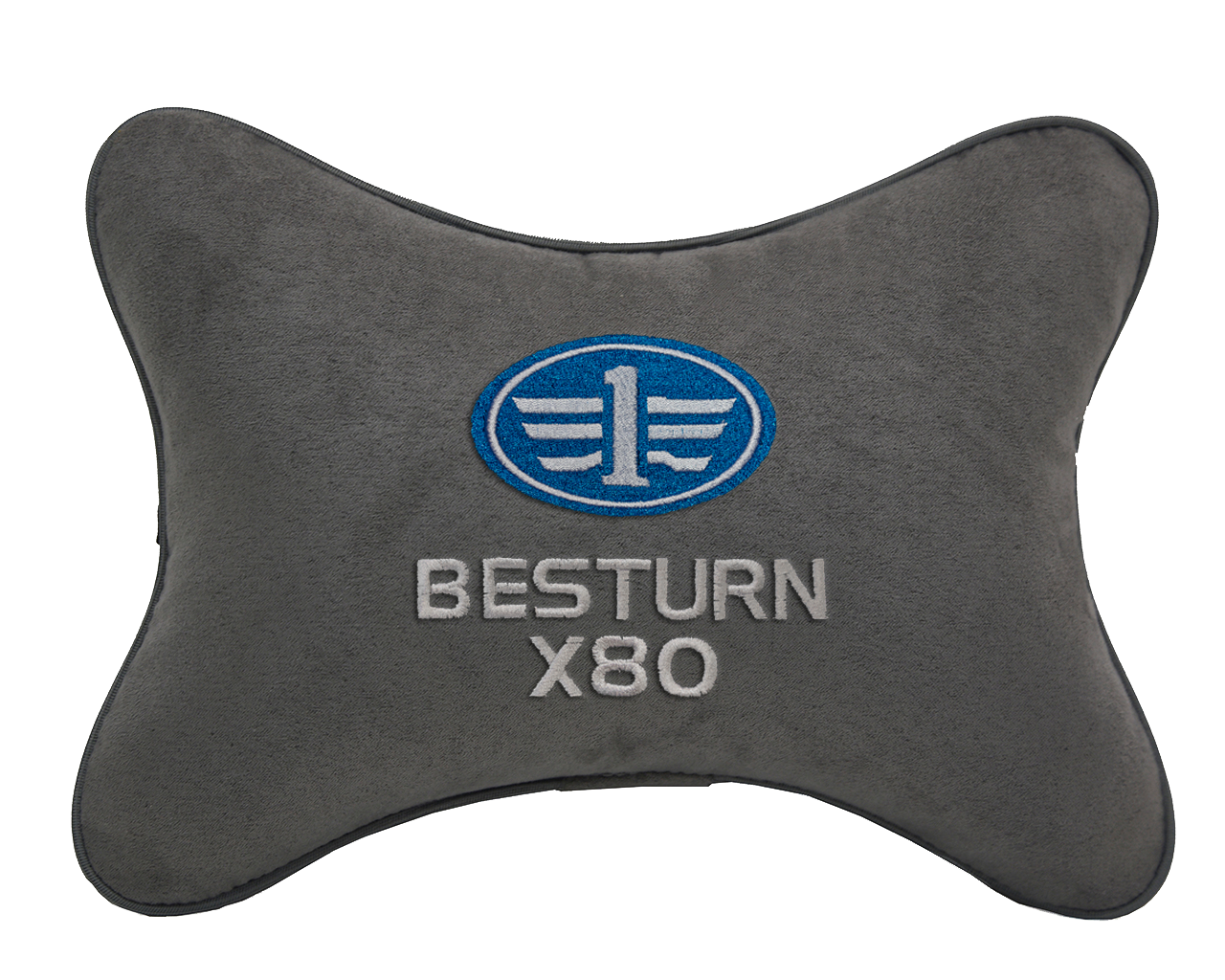 Подушка на подголовник алькантара D.Grey с логотипом автомобиля FAW Besturn X80