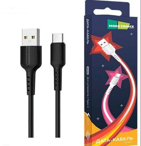 Кабель (MORE CHOICE (4627151192895) K26a USB (m)-Type-C (m) 1.0м, черный)