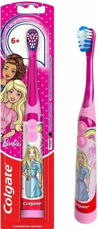 Детская зубная щетка Colgate Barbie, питаемая от батарей, супермягкая