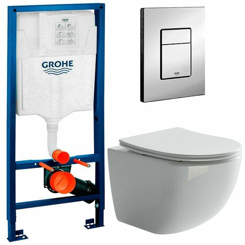 Инсталляция Grohe Rapid SL 38772001 + унитаз Ceramica Nova Forma CN3009 безободковый с сиденьем комплект 3 в 1 инсталляция grohe rapid sl 38721bl1 унитаз подвесной ceramica nova forma cn3011 кнопка черная матовая