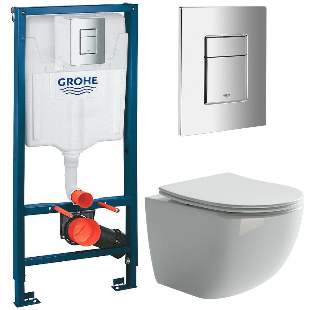 Инсталляция Grohe Solido 38811000 + унитаз Ceramica Nova Forma CN3009 безободковый с сиденьем