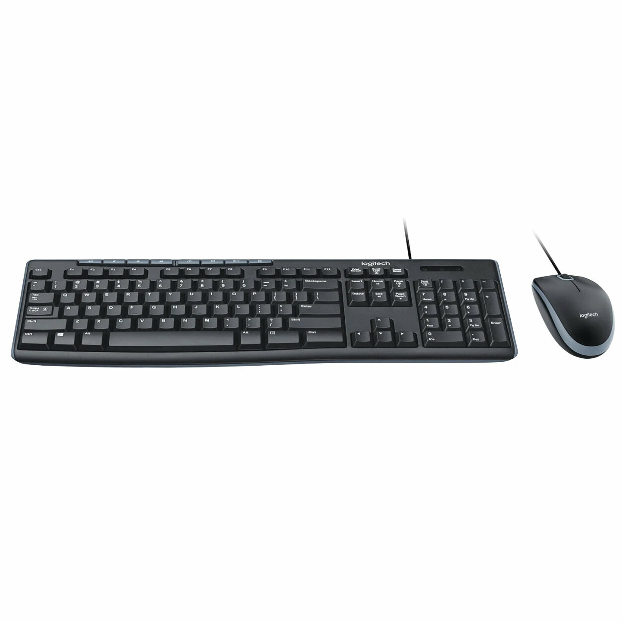 Комплект (клавиатура и мышь) Logitech MK200, черный, только английская