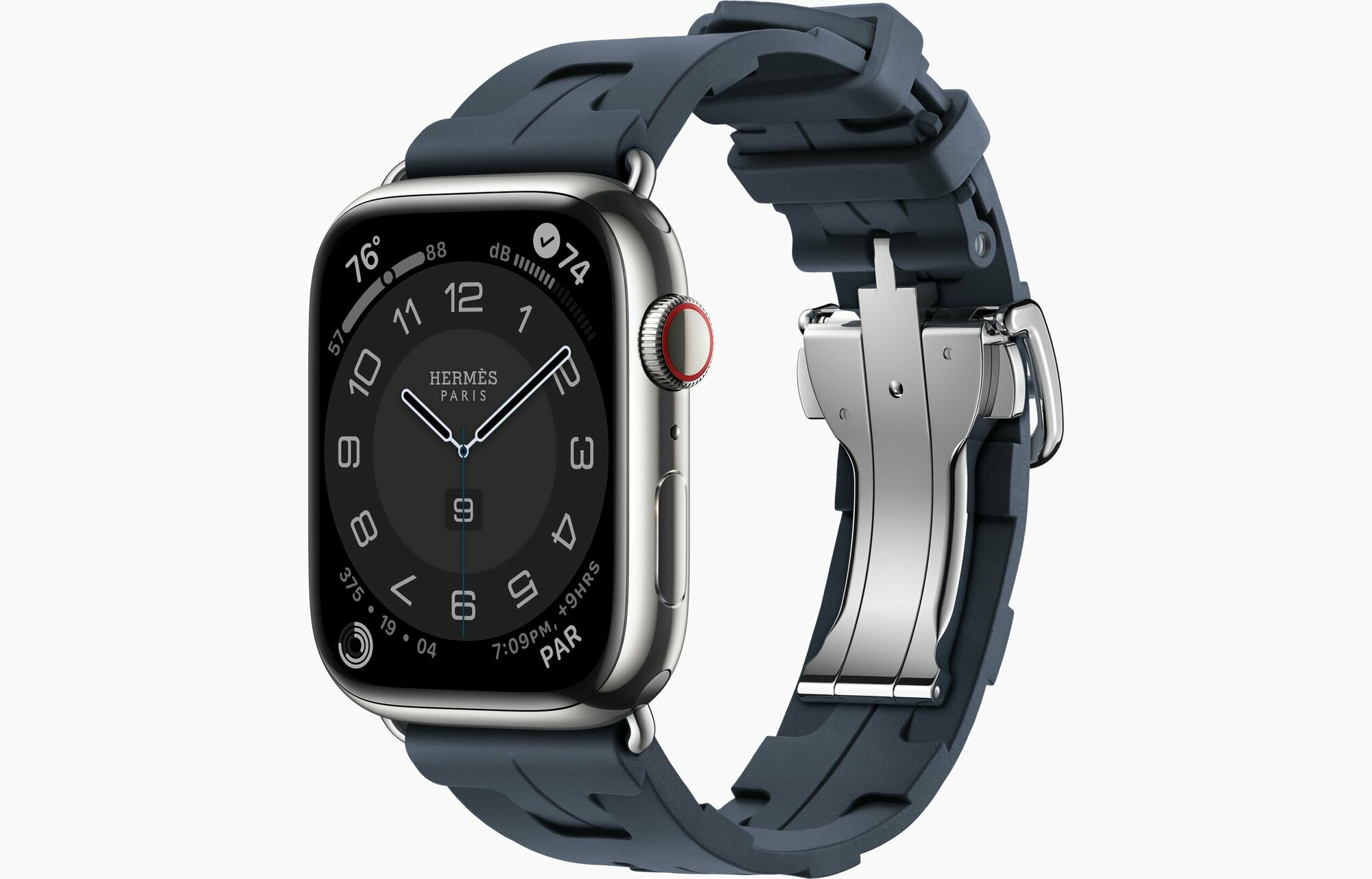 Часы Apple Watch Hermès Series 10 GPS + Cellular 46mm Natural Titanium Case with Navy Kilim Single Tour Deployment Buckle оригинал