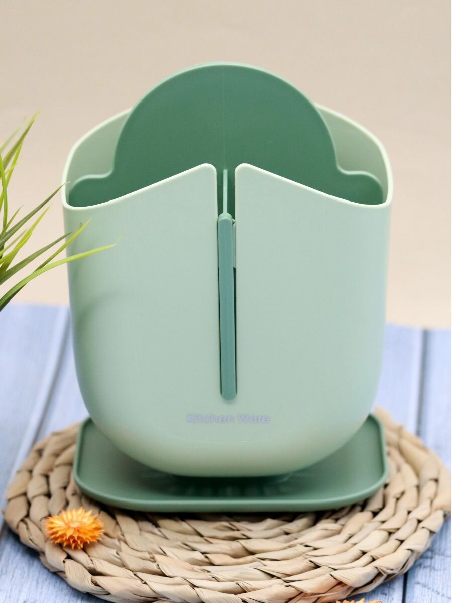 Органайзер для столовых приборов, подставка под кухонные принадлежности Classic green