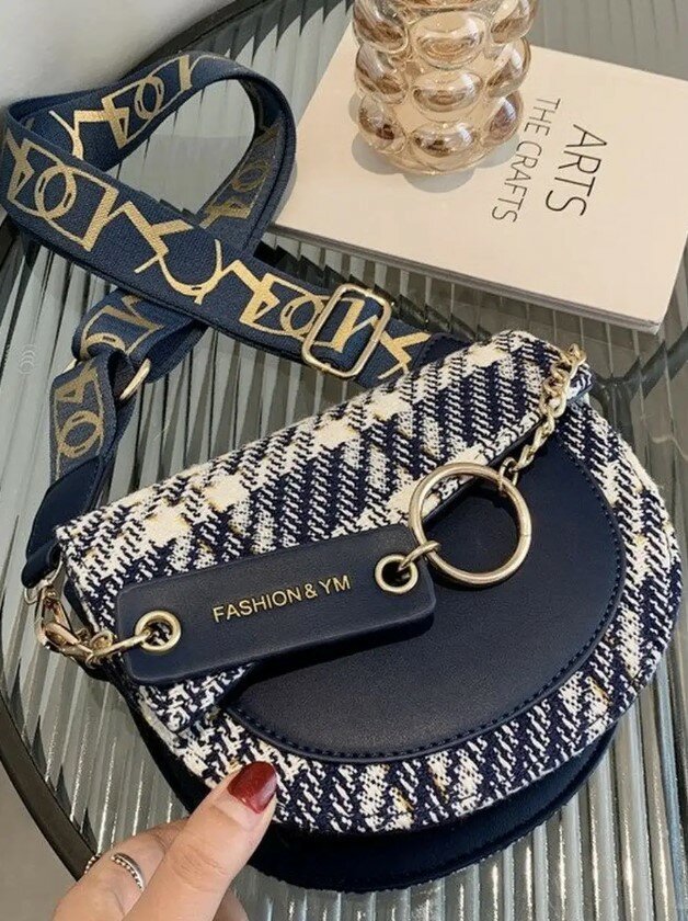 фото Сумка седло клатч твидовая букле кросс-боди мини подарок