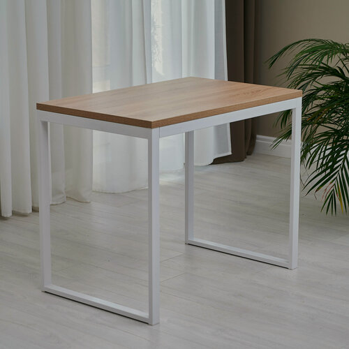 Изображение товара Стол обеденный Мебельная Фабрика Юдиных "Лофт", 90x60 см, дуб Сонома белые ножки