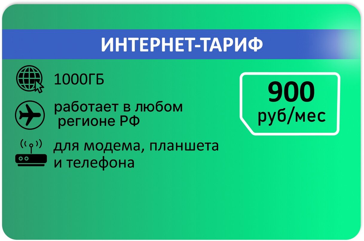 Тариф для модема 1000гб абон 990р/мес