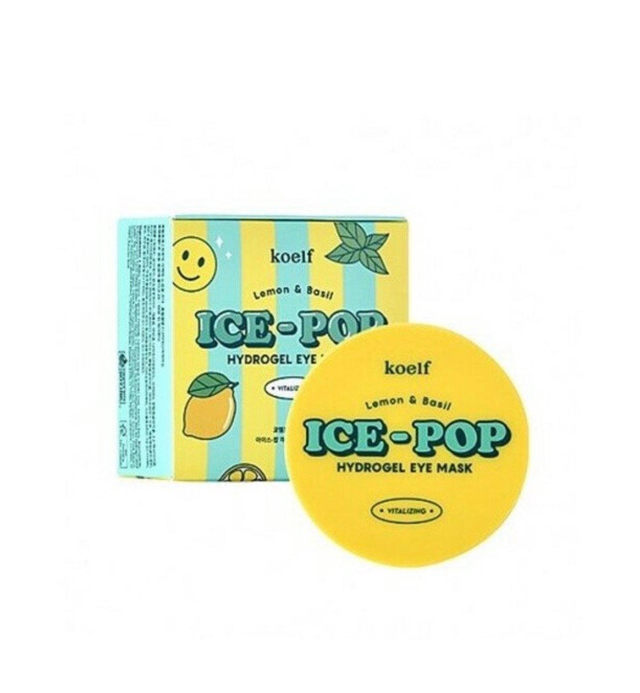 KOELF Гидрогелевые патчи для глаз от темных кругов лимон/базилик Lemon & Basil Ice-Pop Hydrogel Eye Mask, 60 шт