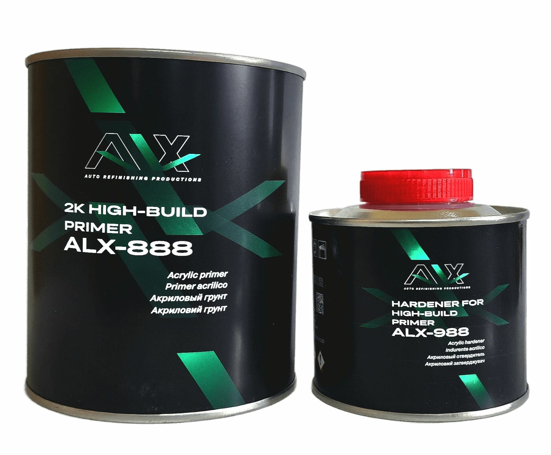 Грунт ALX HIGH-BUILD 2К серый 4:1 1л + отвердитель 0,25л - Артикул ALX-888-0