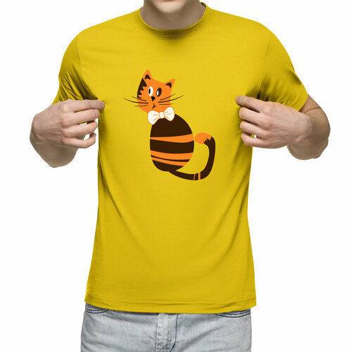 мужская футболка рыжий кот с леденцом l темно синий Футболка Us Basic, размер L, желтый