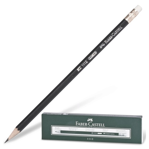 карандаш faber castell 111200 комплект 36 шт Карандаш чернографитный FABER-CASTELL, 1 шт, 1112, НВ, с резинкой, корпус черный, 111200
