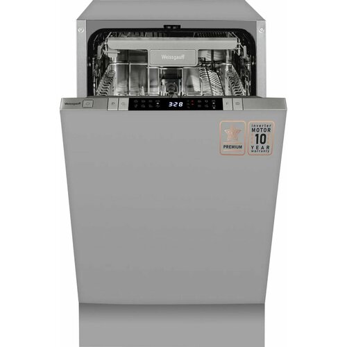 Встраиваемая посудомоечная машина WEISSGAUFF BDW 4150 Touch DC Inverter, узкая, ширина 44.8см, полновстраиваемая, загрузка 10 комплектов