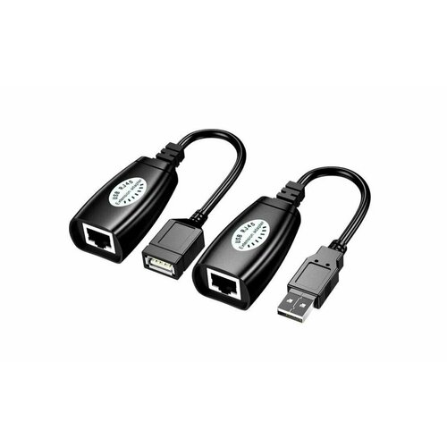 Адаптер удлинитель USB по витой паре VCOM с USB A (M) на RJ45 и USB A (F) универсальный прямой переходник сетевой адаптер соединитель интернет адаптер коннектор для сетевого интернет кабеля мама папа rj45 cat5e cat6