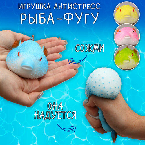 Игрушка антистресс Мялка Сквиш Рыба Фугу синяя Эврика подарок на новый год мальчику, девочке подарок 23 февраля, 8 марта игрушка антистресс мялка сквиш рыба фугу синяя эврика подарок на новый год мальчику девочке подарок 23 февраля 8 марта