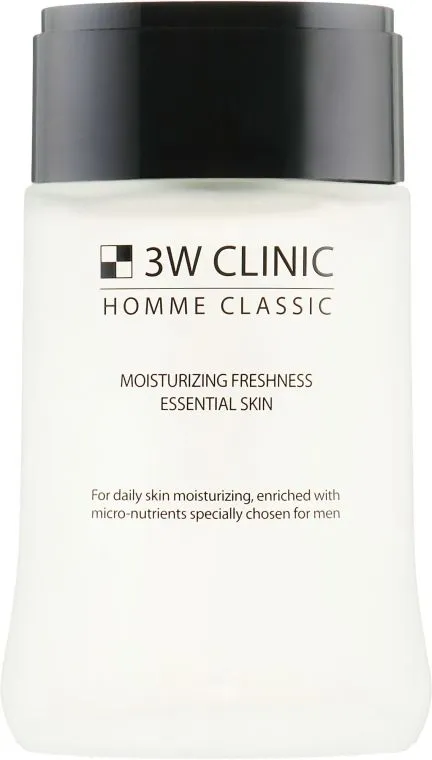 Тонер для мужской кожи лица увлажняющий 3W Clinic Homme Classic Moisturizing Freshness Essential Skin, 150 мл