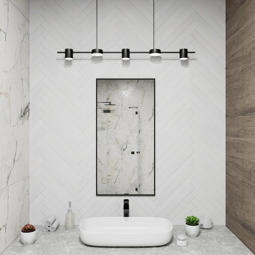 Зеркало настенное в алюминиевой раме ALUMIRROR, 90х50 см. Черное