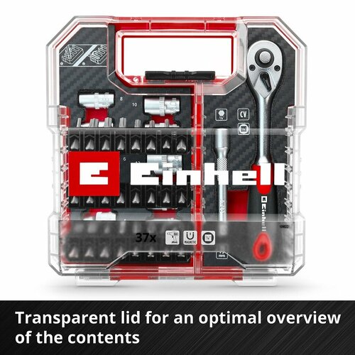 Набор бит и головок Einhell 37 предметов, битодержатель, ключ реверсивный