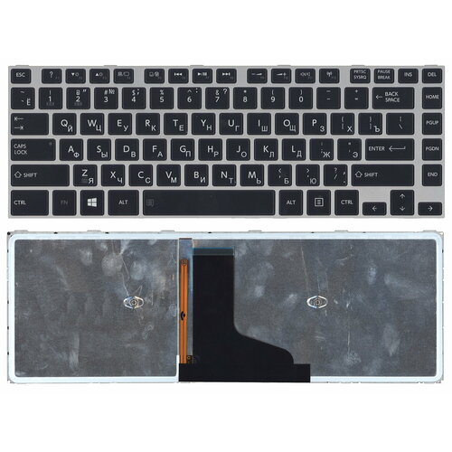 Клавиатура для ноутбука Toshiba M40T черная с серой рамкой и подсветкой клавиатура для ноутбука toshiba m40t черная с серой рамкой и подсветкой