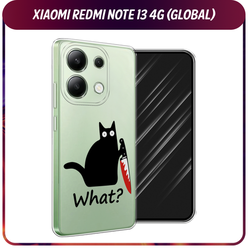 Силиконовый чехол на Xiaomi Redmi Note 13 4G (Global) / Сяоми Редми Нот 13 4G Котик с ножом, прозрачный силиконовый чехол на xiaomi redmi note 13 4g global сяоми редми нот 13 4g cute girl collage прозрачный