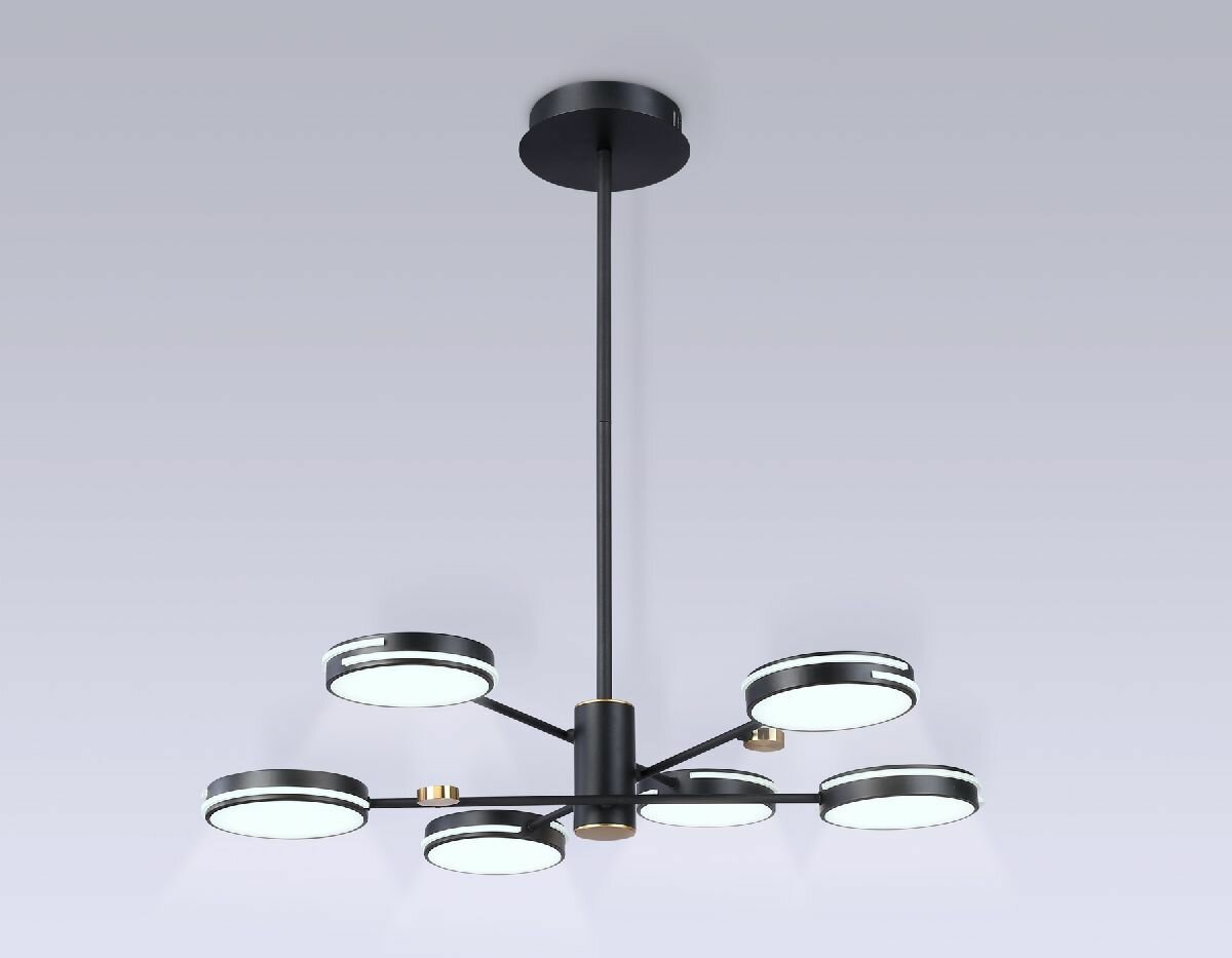 Подвесной светодиодный светильник Ambrella Light Line FL51639/6 BK/GD черный/золото 3000K/4200K/6400K 50W D800*780 (Без ПДУ)