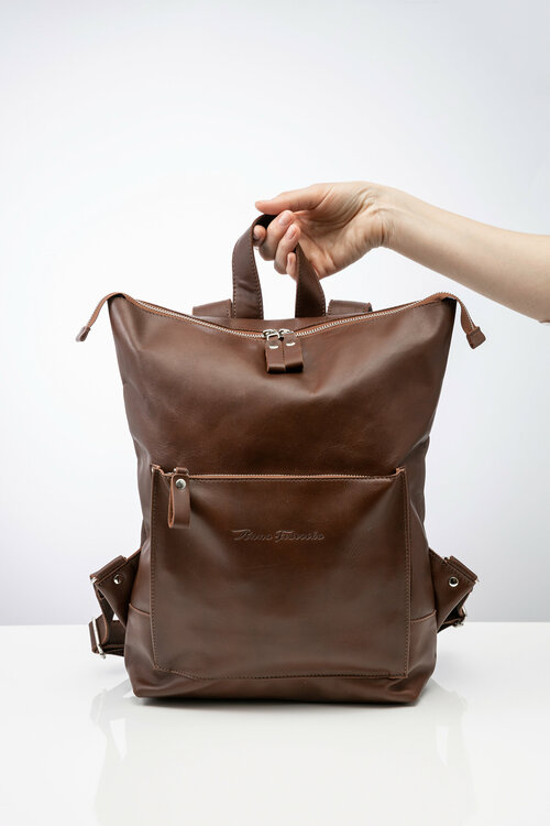 Сумка  рюкзак унисекс, Anna Federika, 40х29х11 см, фактура гладкая, коричневый