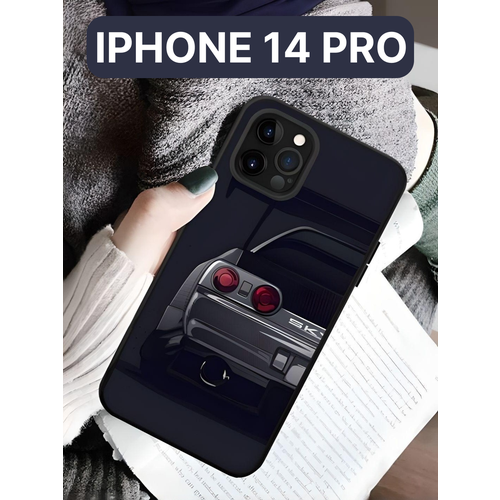 Защитный чехол на айфон 14 про силиконовый противоударный бампер для Apple, чехол на iphone 14 pro, машина, Nissan, серый
