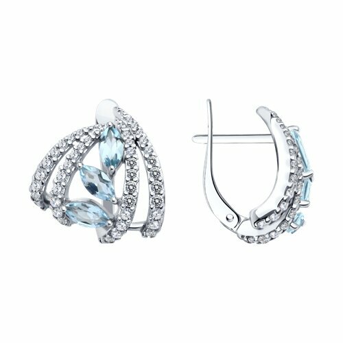 Серьги Diamant online, серебро, 925 проба, фианит, топаз