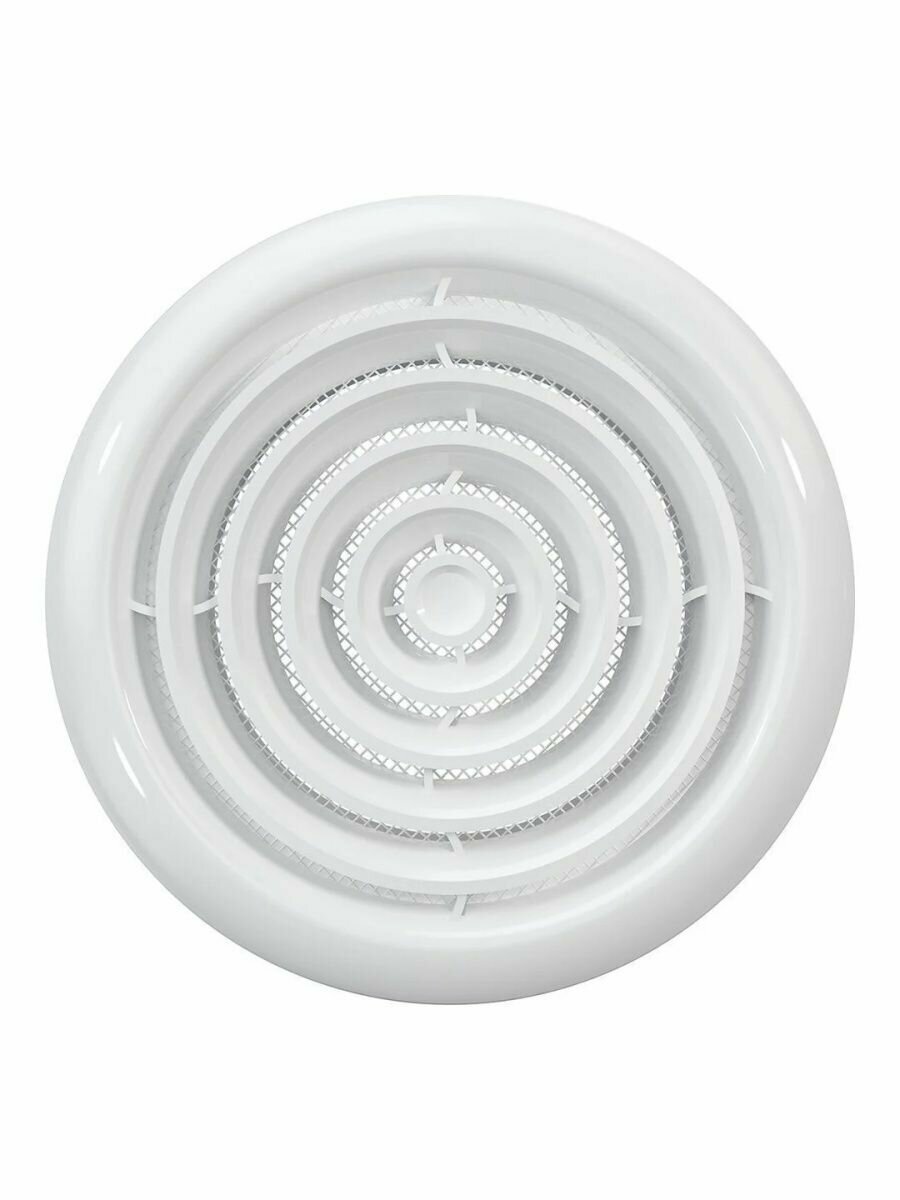 Диффузор приточно-вытяжной ERA 10DK 100 мм, с сеткой и стопорным кольцом, белый пластик — фото 1