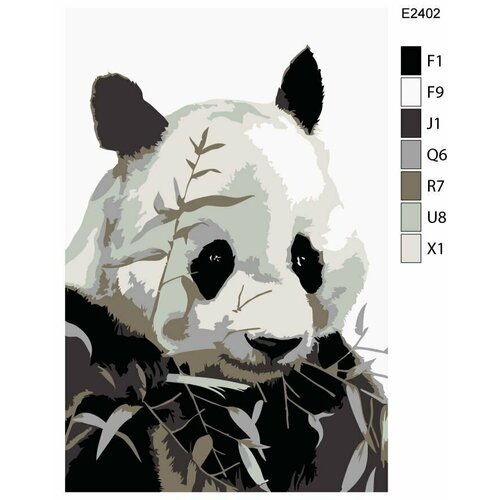 Детская картина по номерам E2402 Панда с бамбуком 20x30
