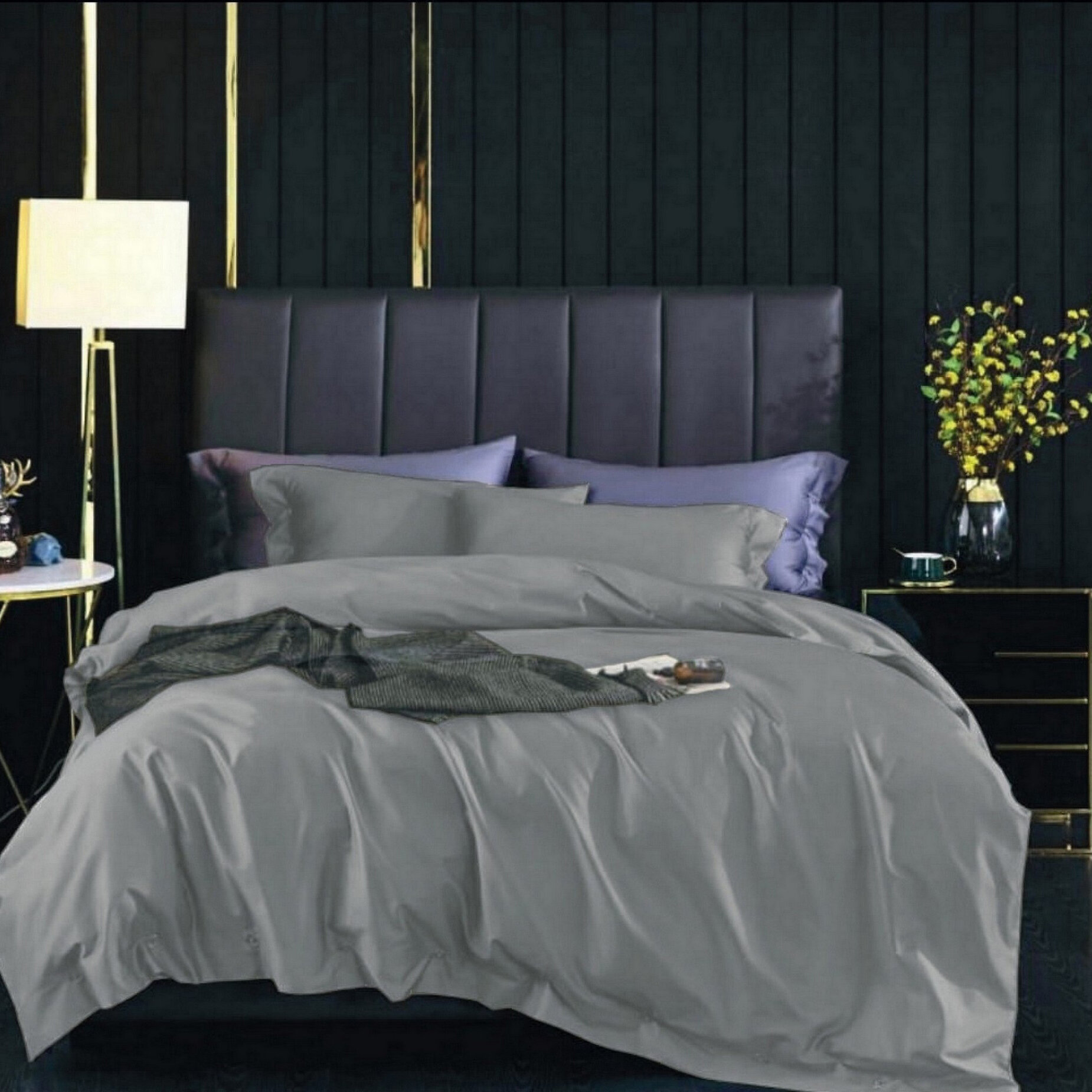 фото KingSilk Постельное белье Пальмира цвет: серый (евро)