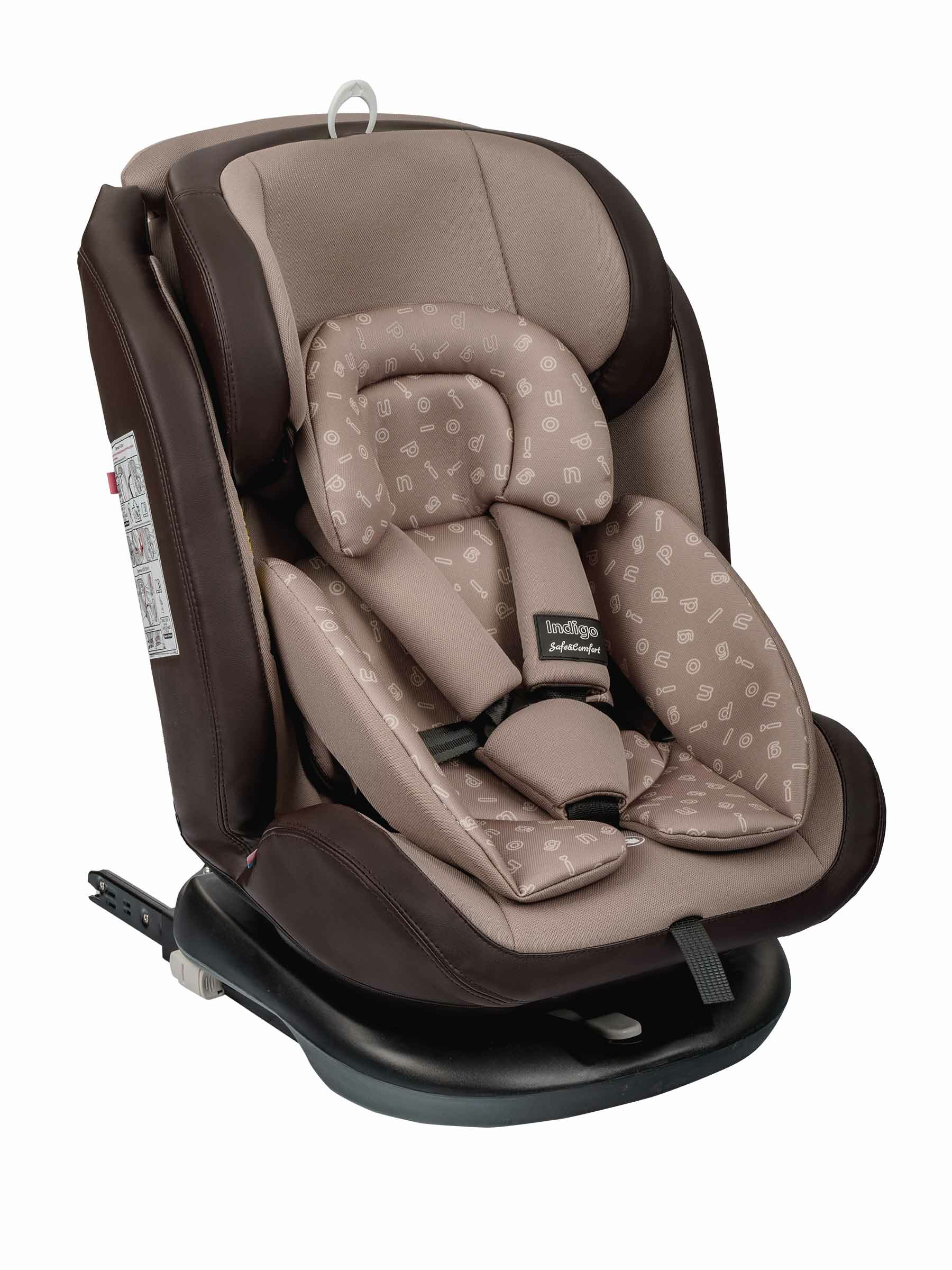 Автокресло Indigo Advanced Isofix растущее, поворотное 0-36 кг, бежевый, коричневый