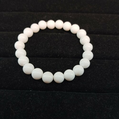 фото Браслет, агат, размер 19 см, диаметр 5.8 см, белый уральские камни