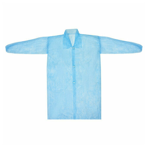 Халат одноразовый голубой на липучке комплект 10 шт, XL, 110 см, резинка, 20 г/м2, снаблайн