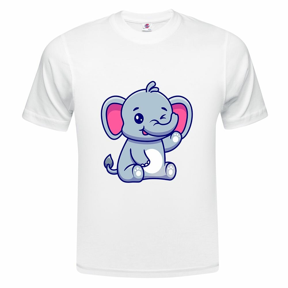 Футболка  Детская футболка ONEQ 110 (5-6) размер с принтом Слоненок, белая