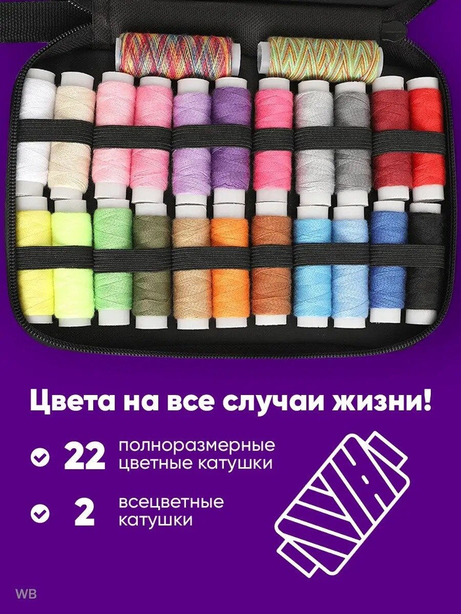 Набор-органайзер для шитья, швейный набор, дорожный набор для шитья и рукоделия, набор для вышивания, набор швейных ниток — фото 1
