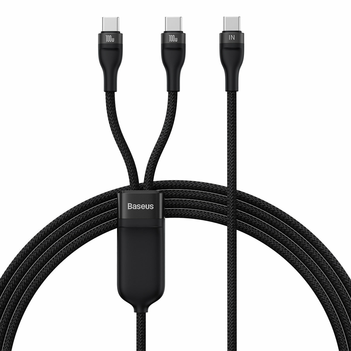 Кабель для быстрой зарядки Baseus Flash Series Ⅱ 2 в 1 USB-C — 2xUSB-C 100 Вт, 1,5 м, черный (CASS060001)