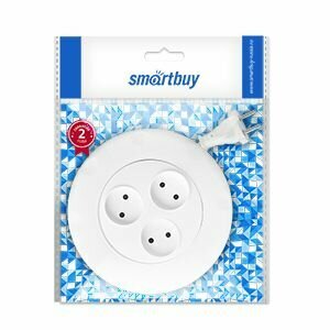 Удлинитель 3 гнезда 3м б/з 10А/22кВт круглый белый Smartbuy
