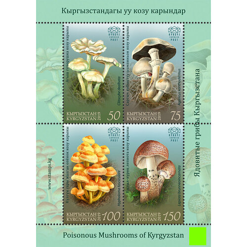 Почтовые марки Киргизия 2019г. Ядовитые грибы Кыргызстана Грибы MNH