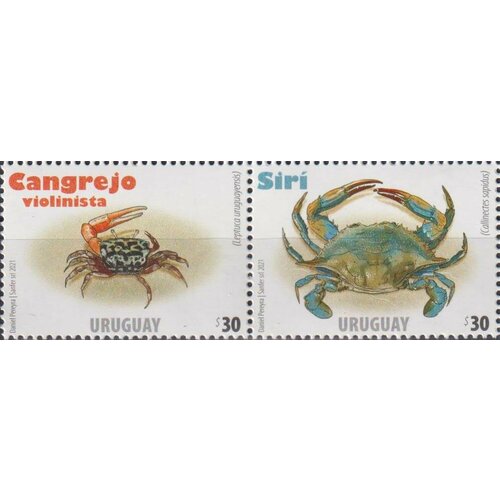 Почтовые марки Уругвай 2021г. Фауна - крабы Ракообразные, Раки MNH