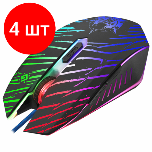 Комплект 4 шт Мышь проводная игровая DEFENDER Dark Agent GM-590L12600 DPI USB6 кн оптич коври 52590 519800₽