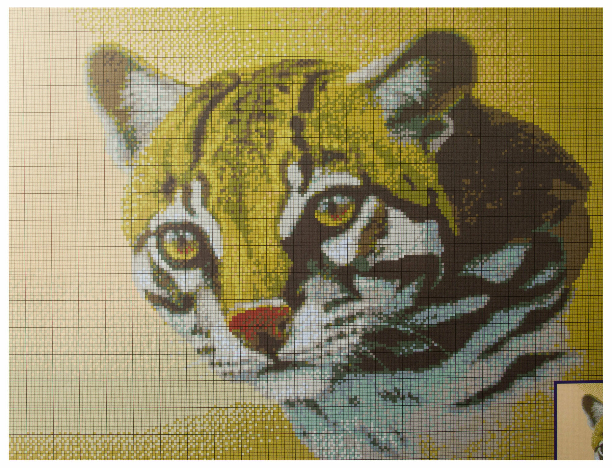 Схема для вышивки крестом цветная, Леопард, 30*42см, 1шт