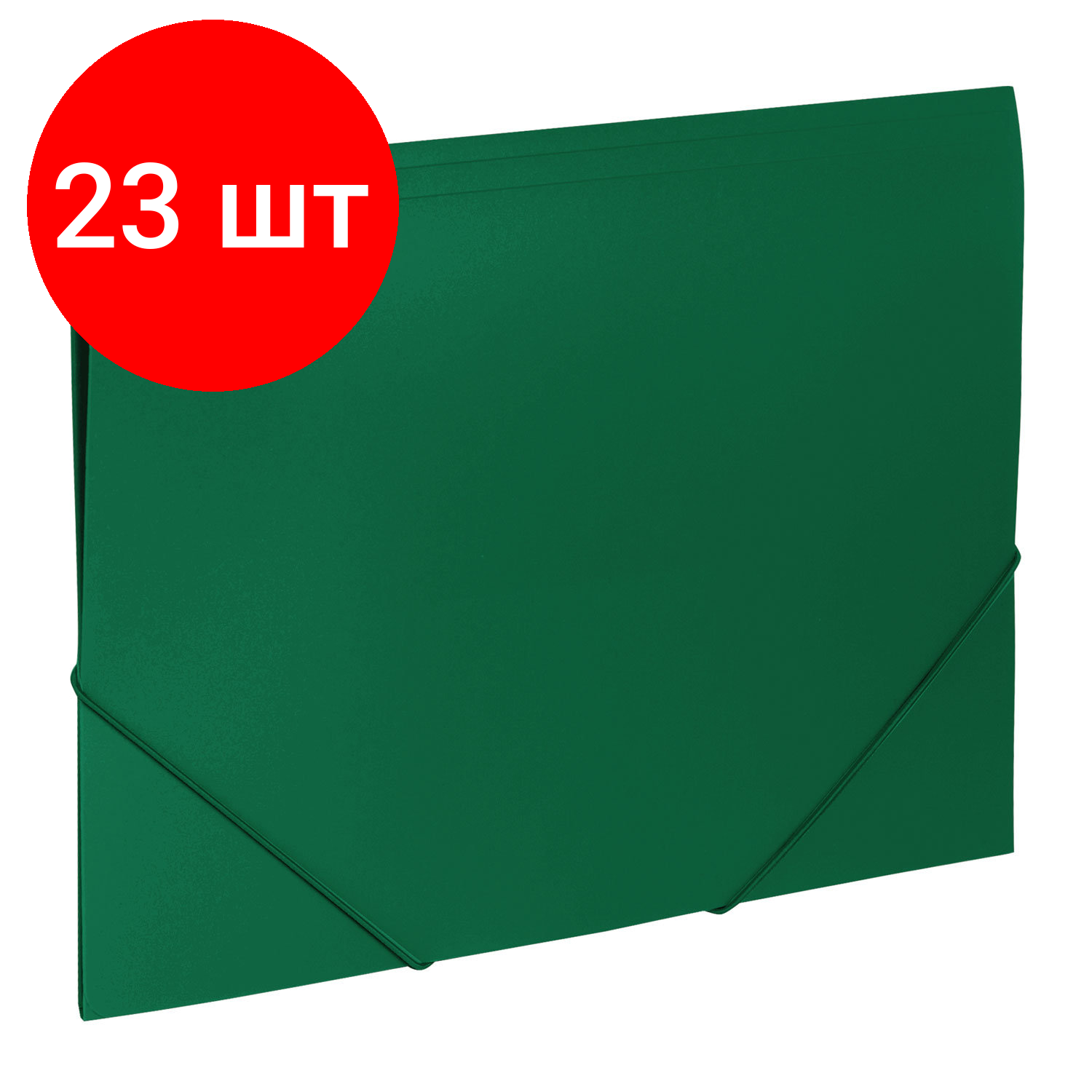 Комплект 23 шт, Папка на резинках BRAUBERG "Office", зеленая, до 300 листов, 500 мкм, 227710