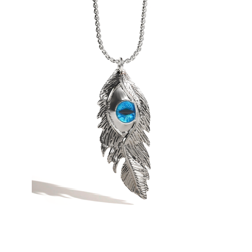 фото Колье caroline jewelry, эмаль, длина 68 см., синий, серебряный
