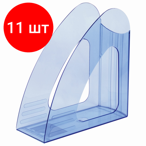 Комплект 11 шт, Лоток вертикальный для бумаг BRAUBERG Delta, 240х90х240 мм, тонированный синий, 237245